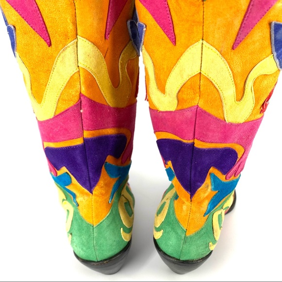 Zalo Vintage Colourful Western Cowboy Boots Size 5.5 - Picture 5 of 6